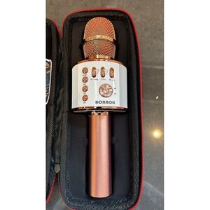 Bonaok Wireless Bluetooth Karaoke Microphone Portable Speaker Rose Gold USB